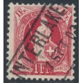 SWITZERLAND - 1903 1Fr carmine Helvetia, perf. 11½:12, used – Zum # 75E