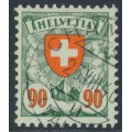SWITZERLAND - 1940 90c green/red Arms, chalk paper, smooth gum, used – Michel # 194y