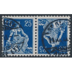SWITZERLAND - 1909 25c blue Helvetia, tête-bêche pair, used – Michel # K3 SWITZERLAND - 1909 25c blue Helvetia, tête-bêche pair, used – Michel # K3