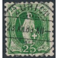 SWITZERLAND - 1888 25c green Helvetia, perf. 9¾:9¼, used – Zumstein # 67B SWITZERLAND - 1888 25c green Helvetia, perf. 9¾:9¼, used – Zumstein # 67B