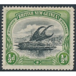 PAPUA / BNG - 1901 ½d black/yellow-green Lakatoi, vertical rosettes, line perf., MH – SG # 9 PAPUA / BNG - 1901 ½d black/yellow-green Lakatoi, vertical rosettes, line perf., MH – SG # 9