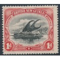 PAPUA / BNG - 1901 1d black/carmine Lakatoi, vertical rosettes watermark, MH – SG # 10 PAPUA / BNG - 1901 1d black/carmine Lakatoi, vertical rosettes watermark, MH – SG # 10
