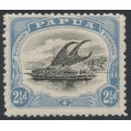 PAPUA / BNG - 1910 2½d black/blue Lakatoi, small PAPUA, perf. 11, with variety, MH – SG # 62 PAPUA / BNG - 1910 2½d black/blue Lakatoi, small PAPUA, perf. 11, with variety, MH – SG # 62