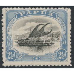 PAPUA / BNG - 1910 2½d black/blue Lakatoi, small PAPUA, perf. 11, with variety, MH – SG # 62