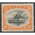 PAPUA / BNG - 1908 1/- black/orange Lakatoi, small PAPUA, 'rift in clouds', MH – SG # 54 PAPUA / BNG - 1908 1/- black/orange Lakatoi, small PAPUA, 'rift in clouds', MH – SG # 54