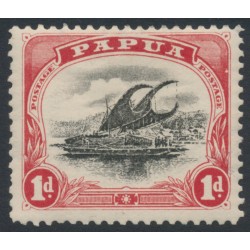PAPUA / BNG - 1910 1d black/carmine Lakatoi, small PAPUA, perf. 11, horizontal wmk, MH – SG # 60