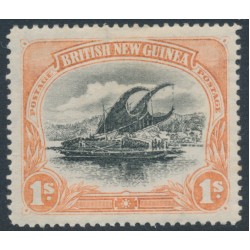 PAPUA / BNG - 1901 1/- black/orange Lakatoi, horizontal rosettes watermark, MH – SG # 7
