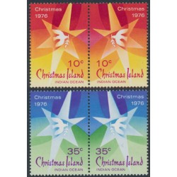 CHRISTMAS ISLAND - 1976 10c & 35c Christmas pairs set of 2, MNH – SG # 63a+65a