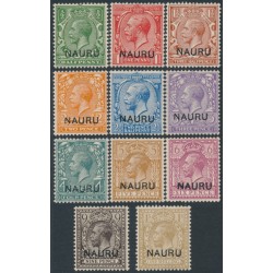 NAURU - 1916 ½d to 1/- Great Britain KGV set of 11, o/p NAURU, MH – SG # 1-12 