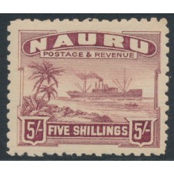 NAURU - 1924 5/- claret Freighter on grey paper, MH – SG # 38A