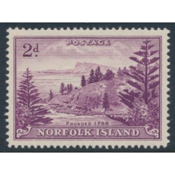 NORFOLK ISLAND - 1956 2d violet Ball Bay on white paper, MH – SG # 4a