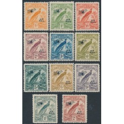 NEW GUINEA - 1931 ½d to 2/- Bird of Paradise set of 11, with dates, airmail o/p, MH – SG # 163-167