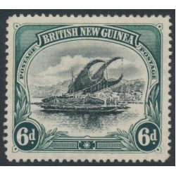 PAPUA / BNG - 1901 6d black/myrtle-green Lakatoi, vertical rosettes watermark, MH – SG # 14