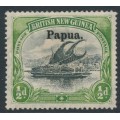 PAPUA / BNG - 1906 ½d black/green Lakatoi, vertical rosettes, o/p large Papua, MH – SG # 21 PAPUA / BNG - 1906 ½d black/green Lakatoi, vertical rosettes, o/p large Papua, MH – SG # 21