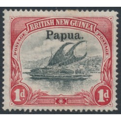 PAPUA / BNG - 1906 1d black/carmine Lakatoi, vertical rosettes, o/p large Papua, MH – SG # 22 PAPUA / BNG - 1906 1d black/carmine Lakatoi, vertical rosettes, o/p large Papua, MH – SG # 22