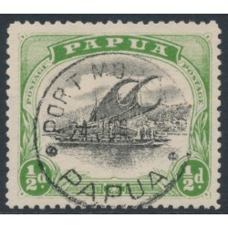 PAPUA / BNG - 1909 ½d black/green Lakatoi, small PAPUA, perf. 12½, sideways wmk, used – SG # 66