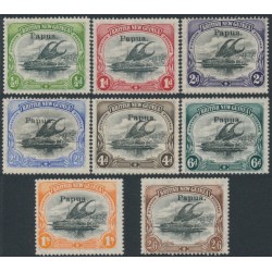 PAPUA / BNG - 1907 ½d to 2/6 Lakatois set of 8, o/p small Papua, MH – SG # 38-45