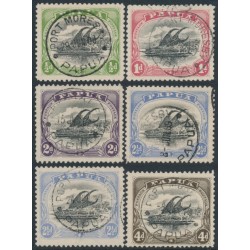 PAPUA / BNG - 1907 ½d to 4d Lakatois set of 6, perf. 11, upright wmk, used – SG # 47+49-52 PAPUA / BNG - 1907 ½d to 4d Lakatois set of 6, perf. 11, upright wmk, used – SG # 47+49-52