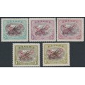 PAPUA / BNG - 1930 3d to 1/- Lakatois with Air Mail overprints, MH – SG # 116-120 PAPUA / BNG - 1930 3d to 1/- Lakatois with Air Mail overprints, MH – SG # 116-120