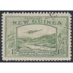 NEW GUINEA - 1939 1/- pale blue-green Bulolo Goldfields, used – SG # 221