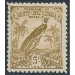NEW GUINEA - 1931 5/- olive-brown Bird of Paradise, with dates, MH – SG # 160