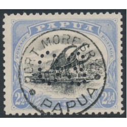 PAPUA - 1908 2½d black/blue Lakatoi, perf. 11, upright wmk, perf. OS, used – SG # O6a