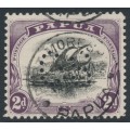 PAPUA - 1908 2d black/purple Lakatoi, perf. 11, sideways wmk, perf. OS, used – SG # O16