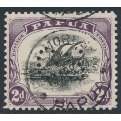 PAPUA - 1908 2d black/purple Lakatoi, perf. 11, sideways wmk, perf. OS, used – SG # O16