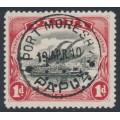 PAPUA - 1908 1d black/carmine Lakatoi, perf. 12½, sideways wmk, perf. OS, used – SG # O22
