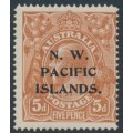 AUSTRALIA / NWPI - 1915 5d chestnut KGV, 'damaged NE corner' [1L59], MH – SG # 72