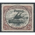 PAPUA / BNG - 1906 2/6 black/brown Lakatoi, horizontal rosettes, o/p large Papua, used – SG # 20