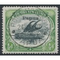 PAPUA / BNG - 1907 ½d black/green Lakatoi, horizontal rosettes, o/p small Papua, used – SG # 34