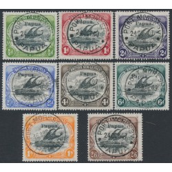 PAPUA / BNG - 1907 ½d to 2/6 Lakatois set of 8, o/p small Papua, used – SG # 38-45