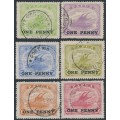 PAPUA / BNG - 1917 ONE PENNY Lakatoi overprints set, used – SG # 106-111