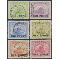 PAPUA / BNG - 1917 ONE PENNY Lakatoi overprints set, used – SG # 106-111