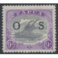 PAPUA / BNG - 1932 9d lilac/violet Lakatoi, overprinted OS, MH – SG # O63