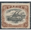 PAPUA / BNG - 1910 2/6 black/brown Lakatoi, type B, large PAPUA, MH – SG # 82