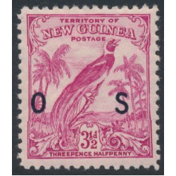 NEW GUINEA - 1934 3½d aniline carmine Bird of Paradise, no dates, o/p OS, MH – SG # O47