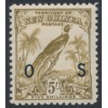 NEW GUINEA - 1932 5/- olive-brown Bird of Paradise, no dates, o/p OS, MH – SG # O54