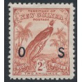 NEW GUINEA - 1931 2/- brown Bird of Paradise, with dates, o/p OS, MH – SG # O40