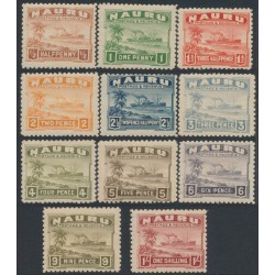 NAURU - 1924 ½d to 1/- Freighter short set on grey paper, MH – SG # 26A-36A