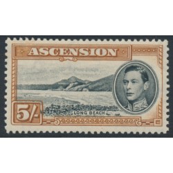 ASCENSION - 1944 5/- black/yellow-brown Long Beach, perf. 13, MNH – SG # 46a