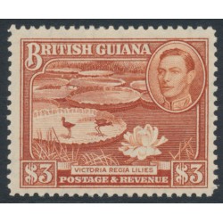 BRITISH GUIANA - 1946 $3 bright red-brown Water Lillies, MH – SG # 319a