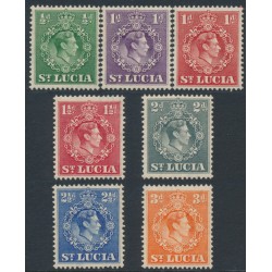 ST LUCIA - 1938 ½d to 3d KGVI definitives, perf. 14½:14, MNH – SG # 128-133