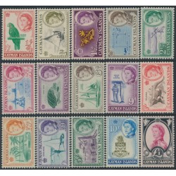 CAYMAN ISLANDS - 1962 ¼d to £1 QEII definitives set of 15, MNH – SG # 165-179