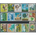 BIOT - 1968 5c to 10R Seychelles set of 15, overprinted B.I.O.T., MH – SG # 1-15