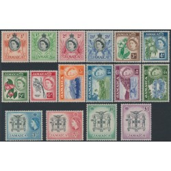 JAMACIA - 1956 ½d to £1 QEII definitives set of 16, MH – SG # 159-174