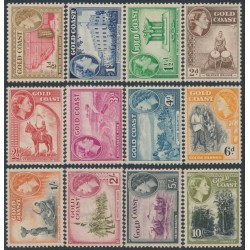 GOLD COAST - 1952 ½d to 10/- QEII definitives set of 12, MH – SG # 153-164