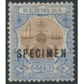 BERMUDA - 1906 2½d brown/ultramarine Dry Dock, o/p SPECIMEN, MH – SG # 40s