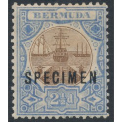 BERMUDA - 1906 2½d brown/ultramarine Dry Dock, o/p SPECIMEN, MH – SG # 40s